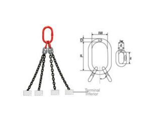 Linga de Corrente 4 Pernas Grau 8