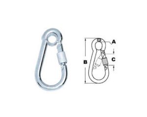 Mosquetão Inox Trava Dupla Roscada AISI 316