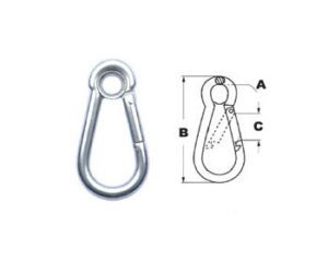 Mosquetão Inox Trava Simples AISI 316