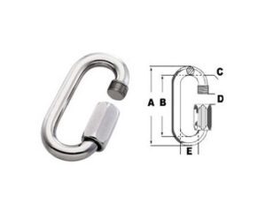 Mosquetão Tipo Oval Inox Malha Rápida Trava Roscada AISI 316